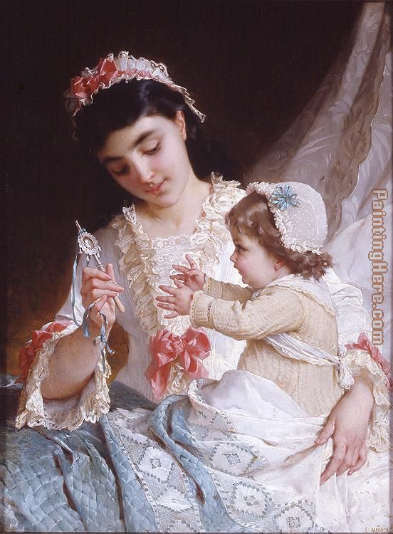 Distracting the Baby painting - Emile Munier Distracting the Baby art painting